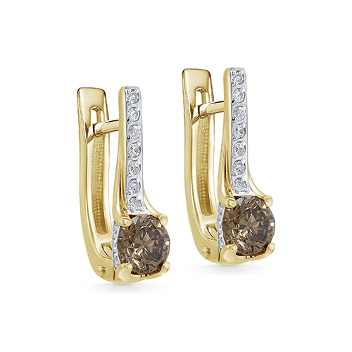 Серьги из желтого золота с бриллиантами Ювелирное изделие - Серьги из желтого золота с бриллиантами в магазине Best-Gold 127481