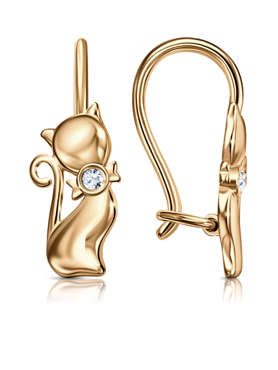 Ювелирное изделие - Серьги из красного золота с фианитами в магазине Best-Gold 134486