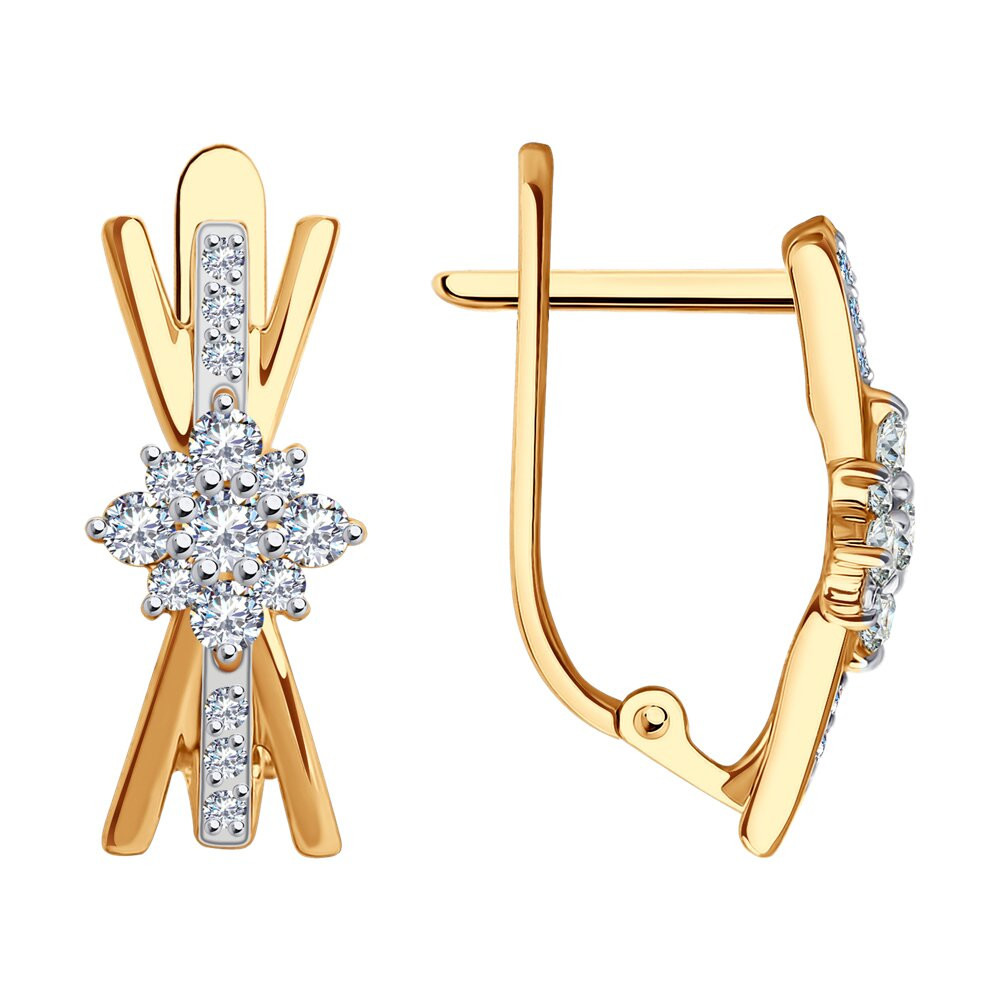 Серьги из красного золота с фианитами Ювелирное изделие - Серьги из красного золота с фианитами в магазине Best-Gold 031928