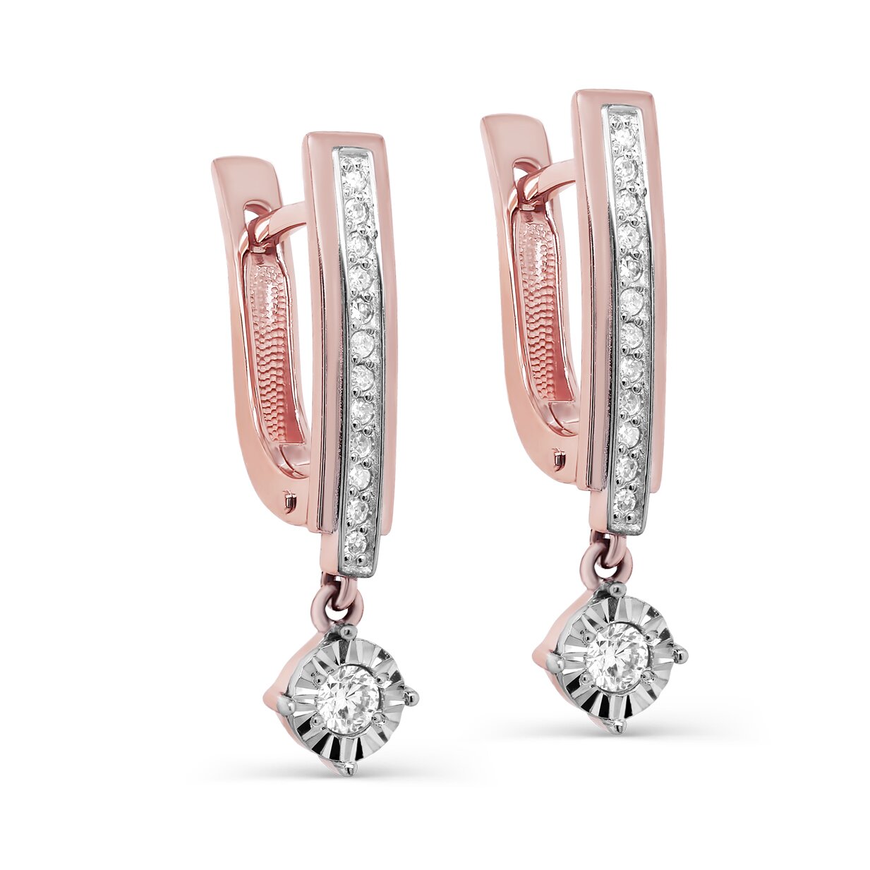 Ювелирное изделие - Серьги из красного золота с бриллиантами в магазине Best-Gold 076751