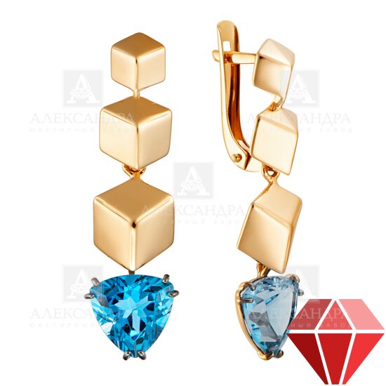 Серьги из красного золота с лондон топазом Ювелирное изделие - Серьги из красного золота с лондон топазом в магазине Best-Gold 140102