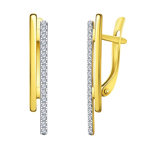 Ювелирное изделие - Серьги из жёлтого золота с фианитами в магазине Best-Gold 032934