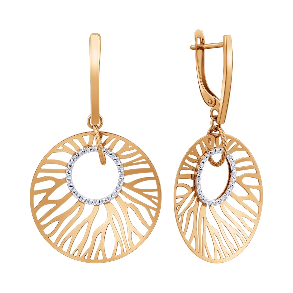 Ювелирное изделие - Серьги из красного золота с фианитами в магазине Best-Gold 155400