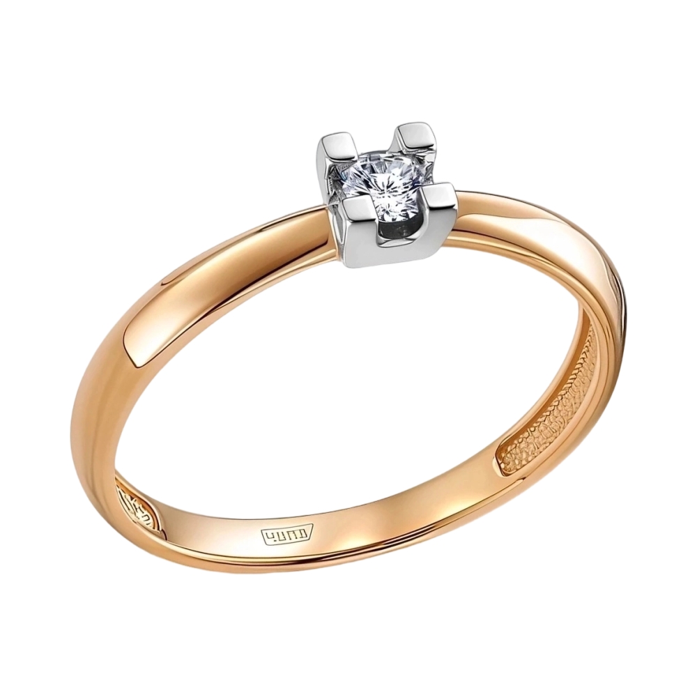 Ювелирное изделие - Кольцо помолвочное из красного золота с бриллиантом в магазине Best-Gold 109317