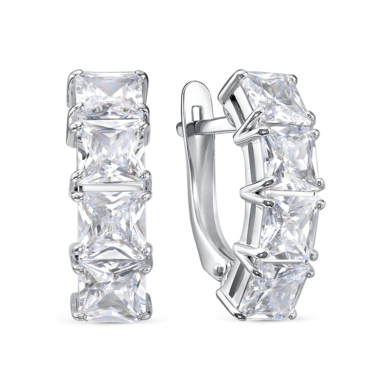 Серьги из серебра с фианитами