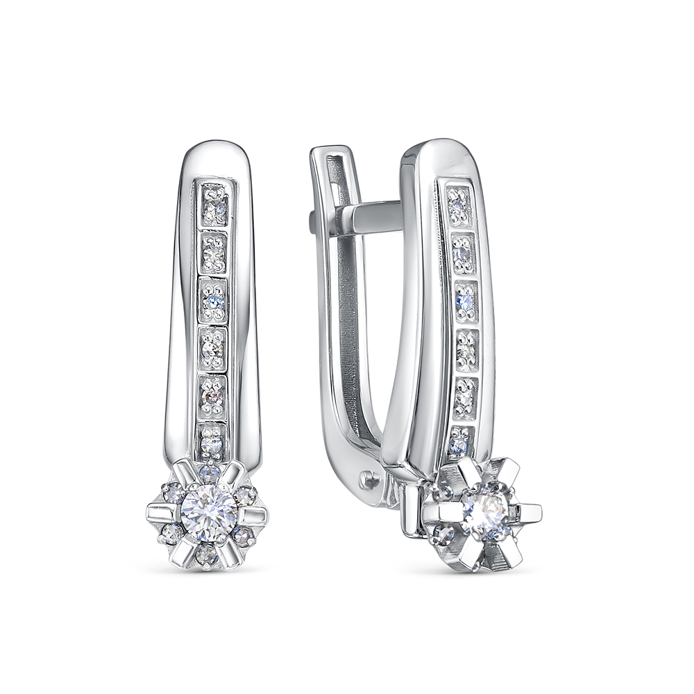 Ювелирное изделие - Серьги из белого золота с бриллиантами в магазине Best-Gold 141065