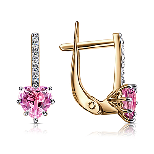 Ювелирное изделие - Серьги из красного золота с фианитами в магазине Best-Gold 134505