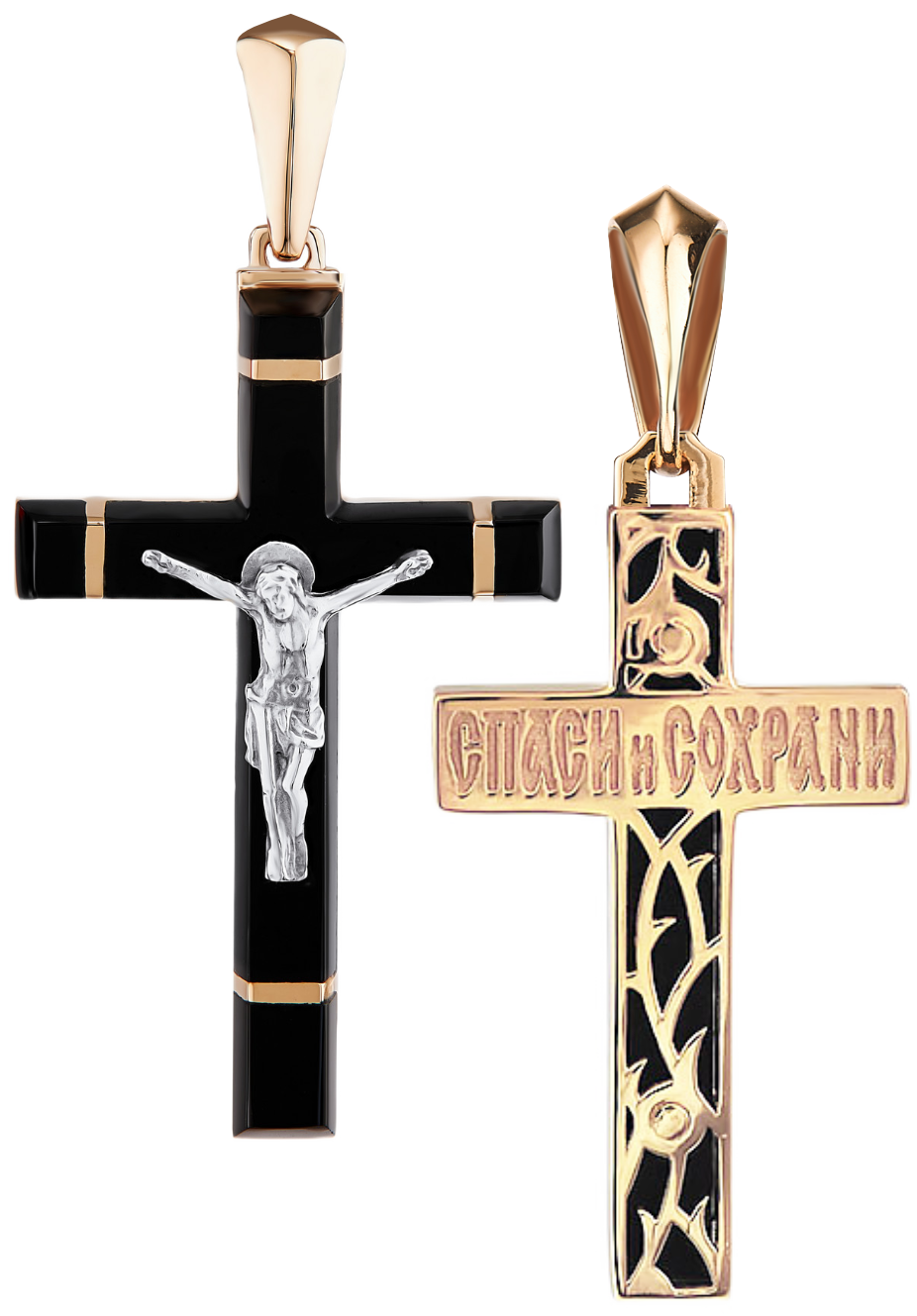 Крест из красного золота с агатом Ювелирное изделие - Крест из красного золота с агатом в магазине Best-Gold 125841