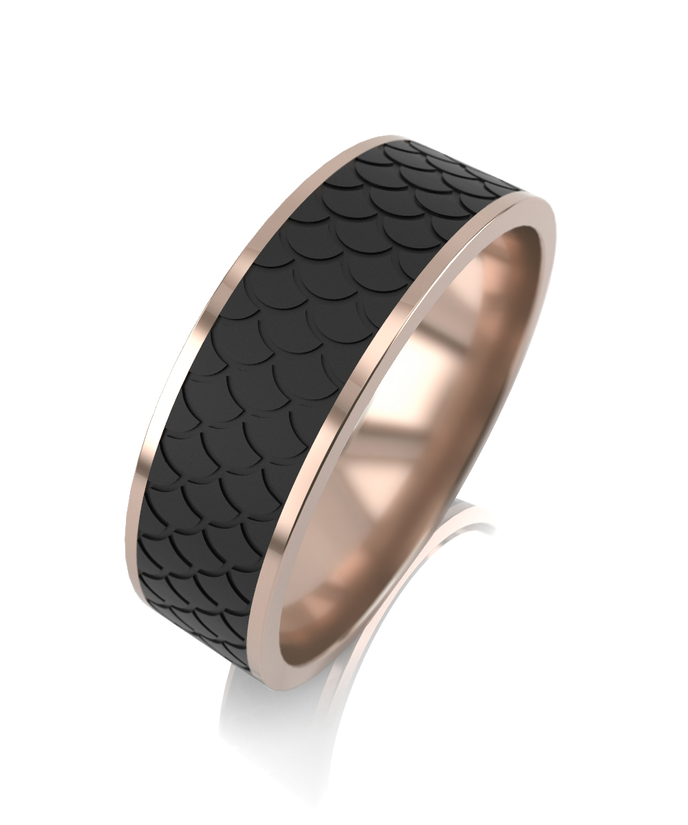 Обручальное кольцо из красного золота с карбоном Ювелирное изделие - Обручальное кольцо из красного золота с карбоном в магазине Best-Gold 069252