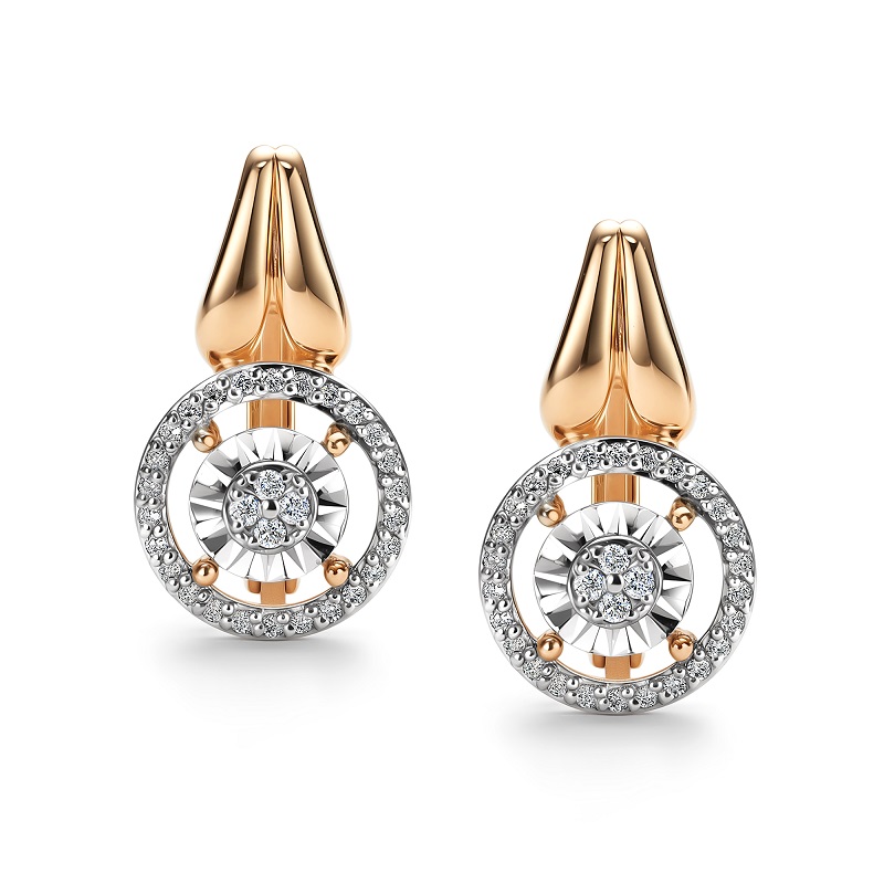 Ювелирное изделие - Серьги из красного золота с бриллиантами в магазине Best-Gold 154395