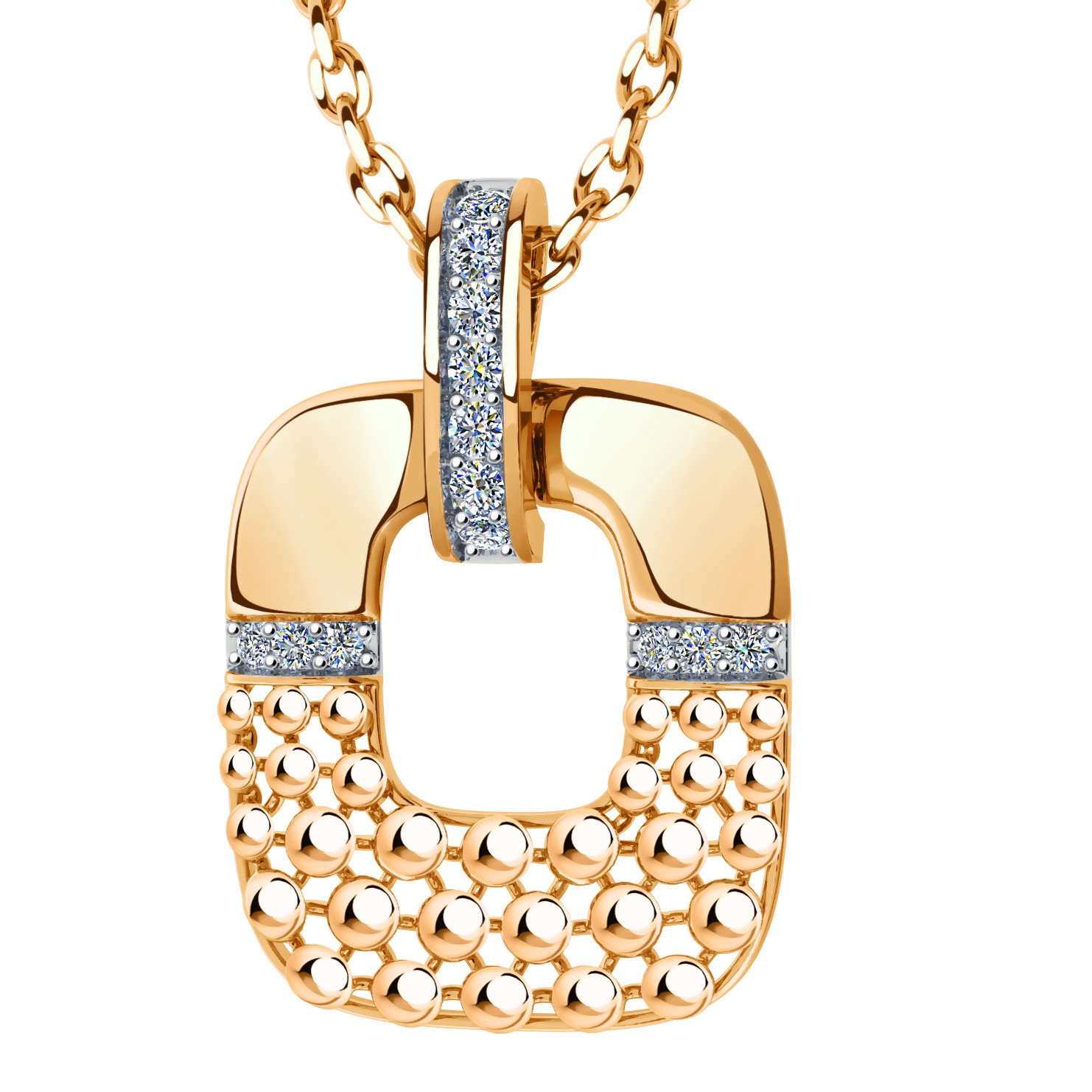 Ювелирное изделие - Подвеска в красном золоте с фианитами в магазине Best-Gold 126798