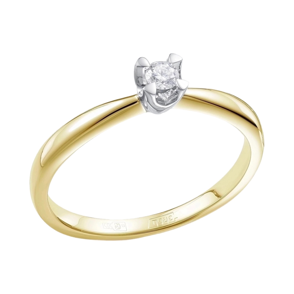 Помолвочное кольцо из желтого золота с бриллиантом Ювелирное изделие - Помолвочное кольцо из желтого золота с бриллиантом в магазине Best-Gold 156773