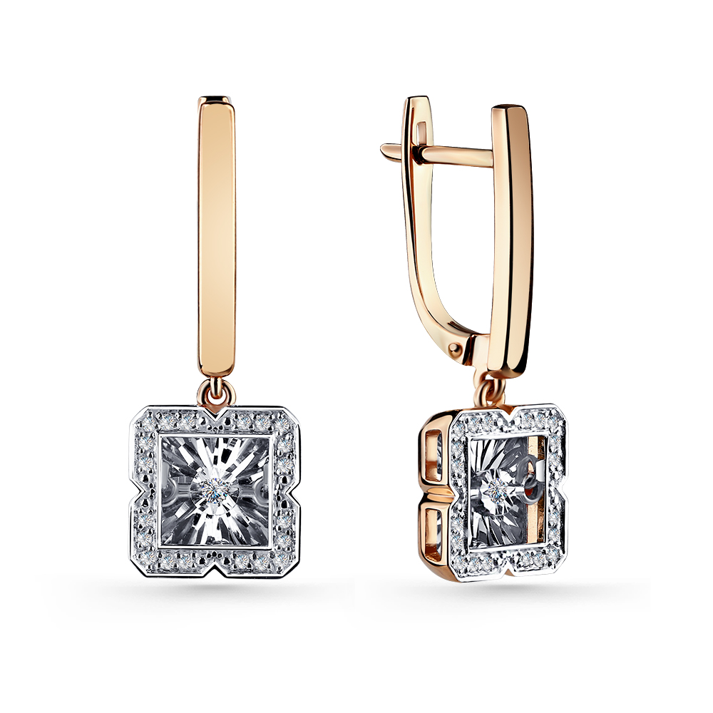 Серьги из красного золота с бриллиантами Ювелирное изделие - Серьги из красного золота с бриллиантами в магазине Best-Gold 145937