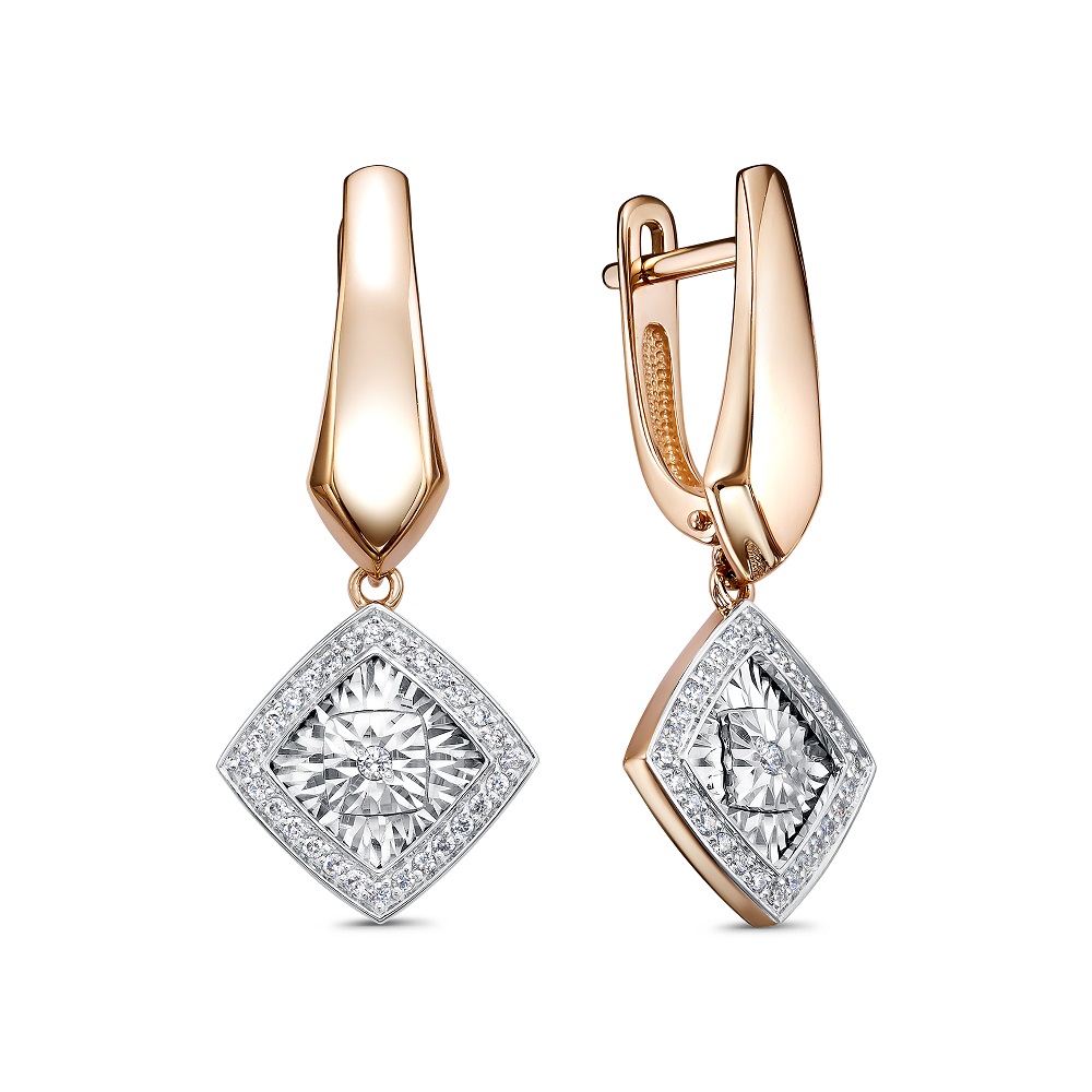 Серьги из красного золота с бриллиантами Ювелирное изделие - Серьги из красного золота с бриллиантами в магазине Best-Gold 149365