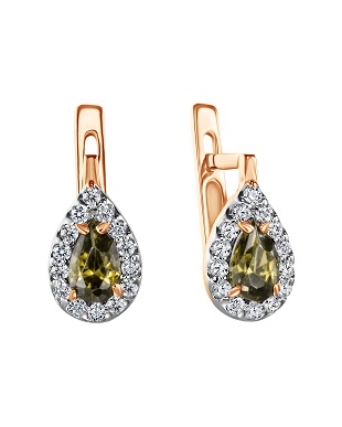 Ювелирное изделие - Серьги из красного золота с фианитами в магазине Best-Gold 123370