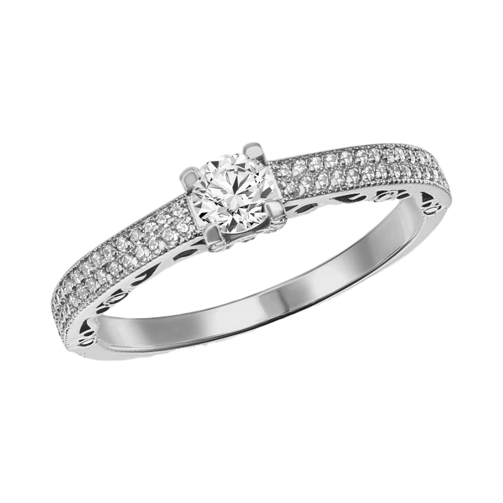 Кольцо помолвочное из белого золота с фианитами Ювелирное изделие - Кольцо помолвочное из белого золота с фианитами в магазине Best-Gold 125810