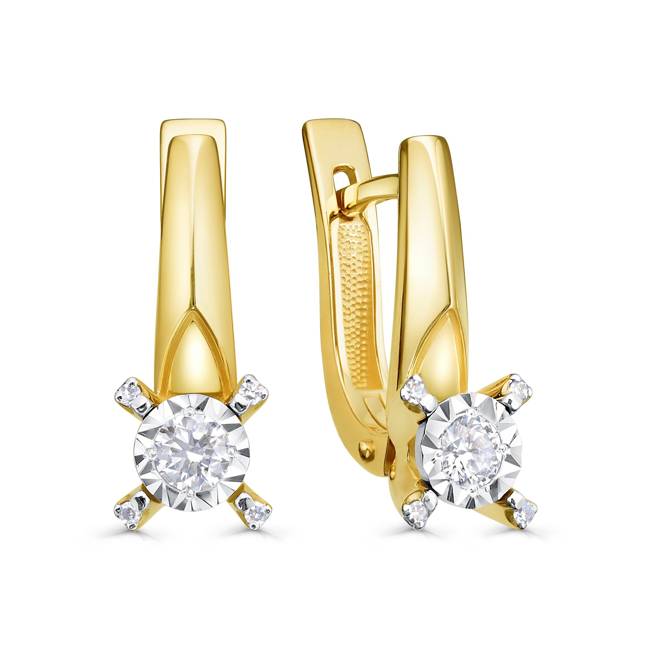 Серьги из желтого золота с бриллиантами Ювелирное изделие - Серьги из желтого золота с бриллиантами в магазине Best-Gold 150759