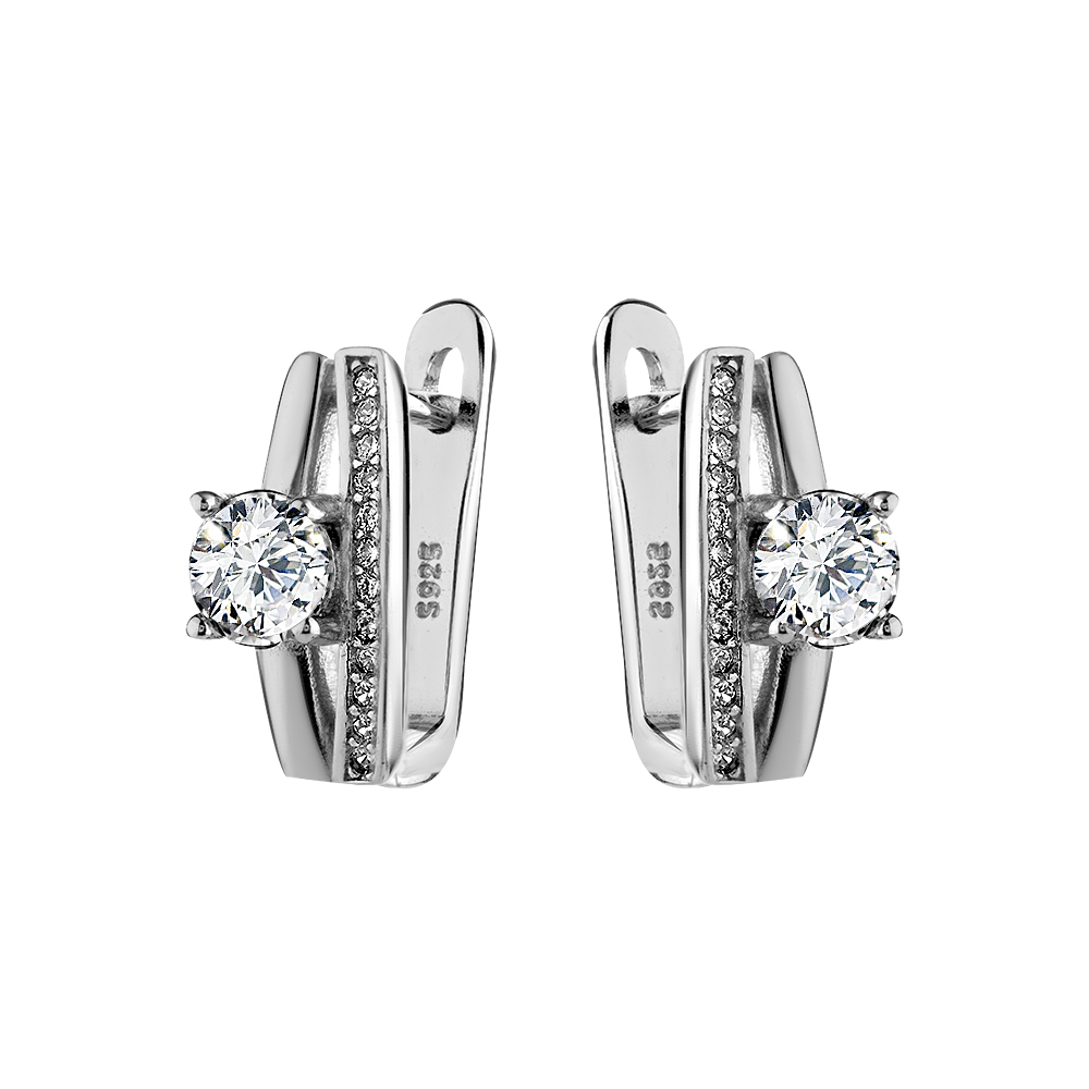 Серьги из серебра с цирконием Ювелирное изделие - Серьги из серебра с цирконием в магазине Best-Gold 124377