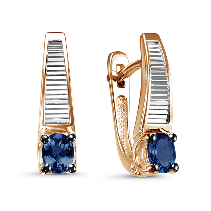Ювелирное изделие - Серьги из красного золота с сапфирами в магазине Best-Gold 155438