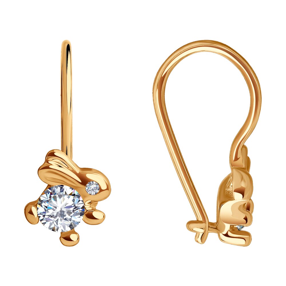 Ювелирное изделие - Серьги из красного золота с фианитами в магазине Best-Gold 124659