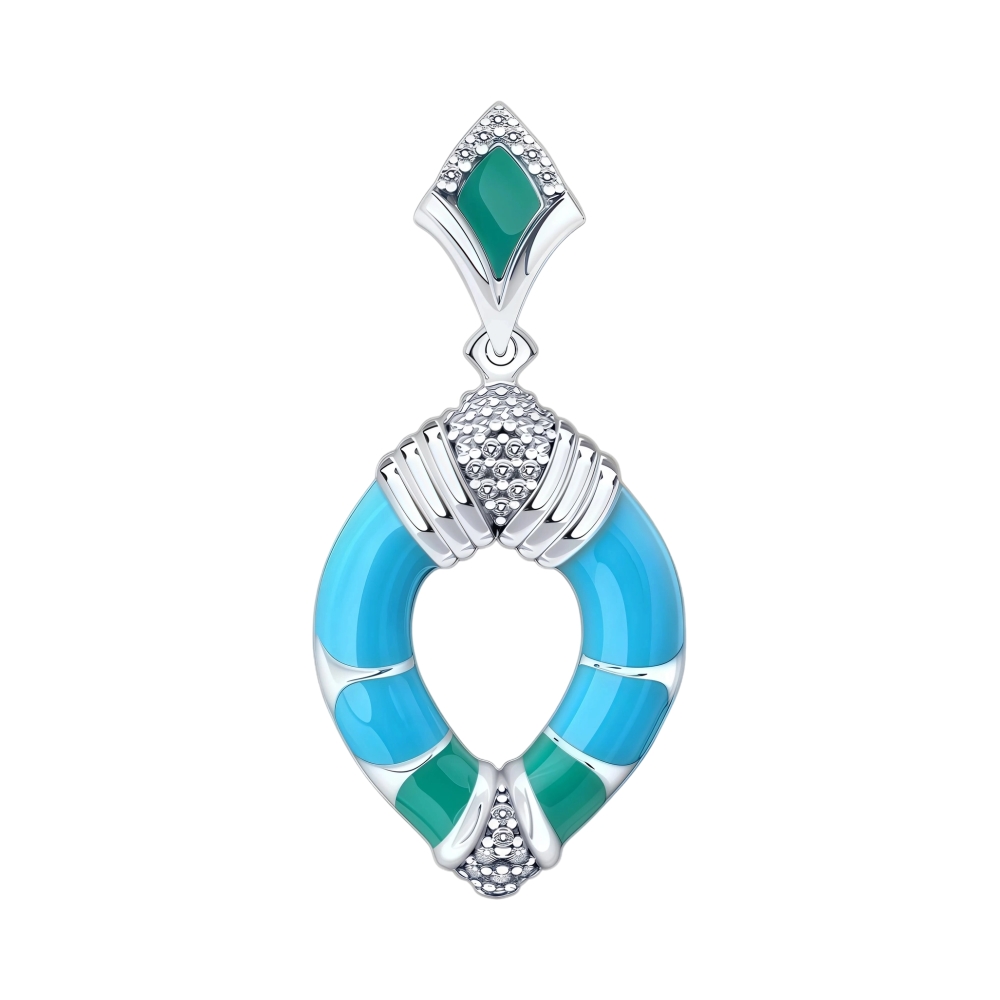 Подвеска из серебра с фианитами и эмалью Ювелирное изделие - Подвеска из серебра с фианитами и эмалью в магазине Best-Gold 152852