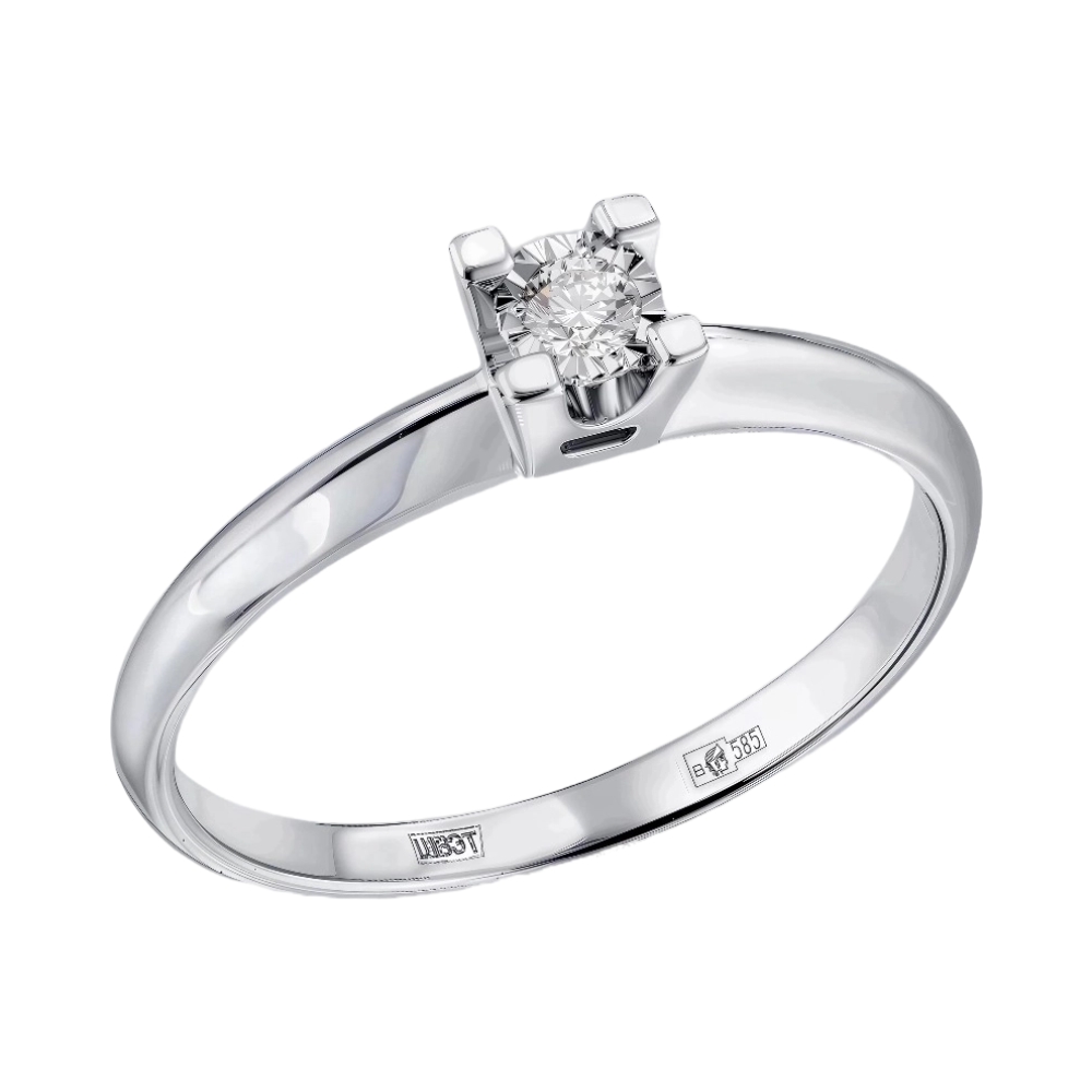 Кольцо помолвочное из белого золота с бриллиантом Ювелирное изделие - Кольцо помолвочное из белого золота с бриллиантом в магазине Best-Gold 148774