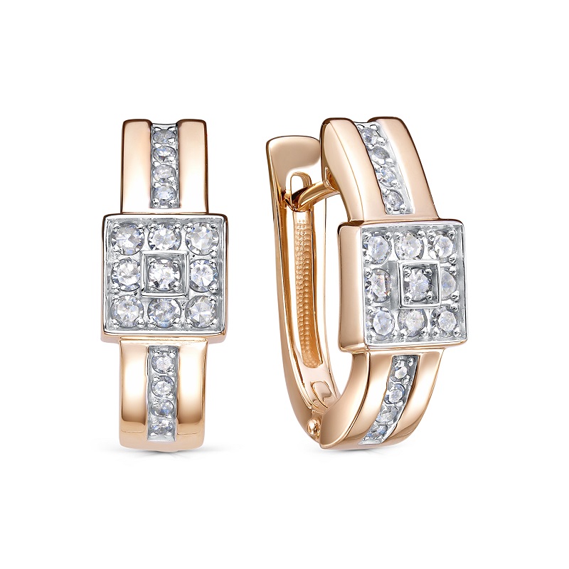 Ювелирное изделие - Серьги из красного золота с бриллиантами в магазине Best-Gold 154948