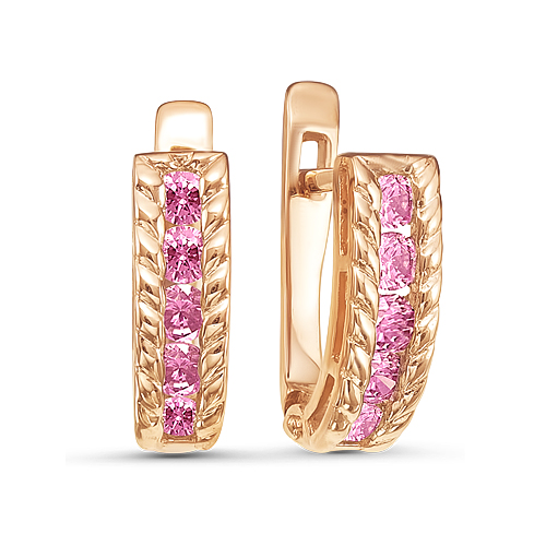 Серьги из красного золота с фианитами Ювелирное изделие - Серьги из красного золота с фианитами в магазине Best-Gold 126122