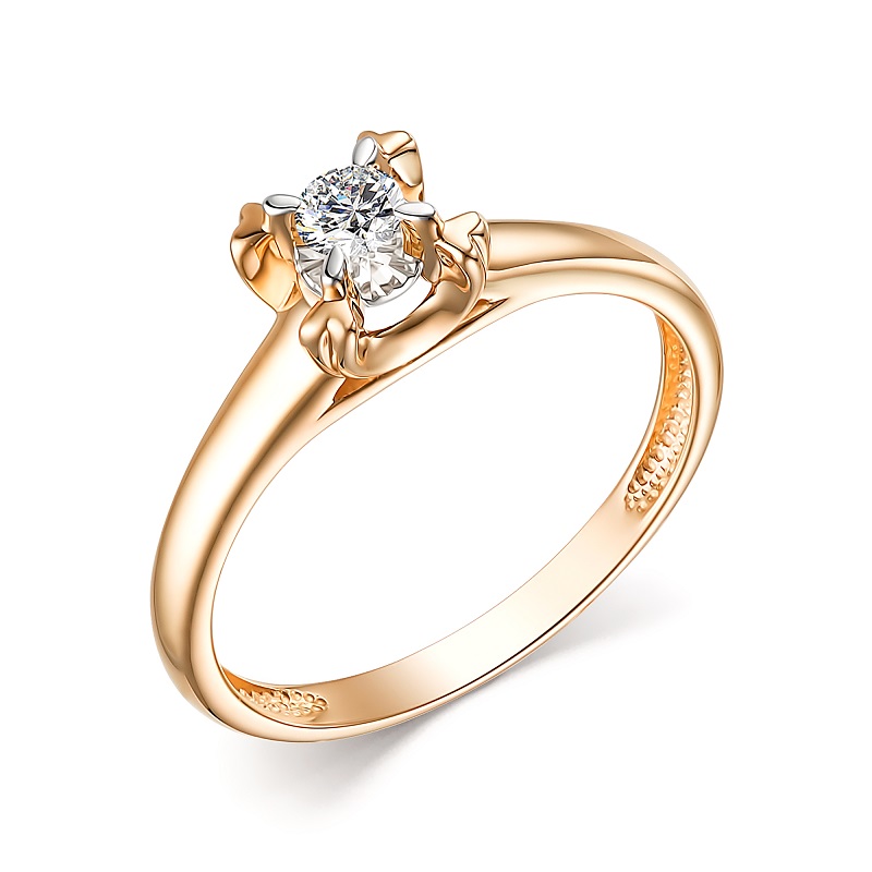 Кольцо из красного золота с бриллиантом