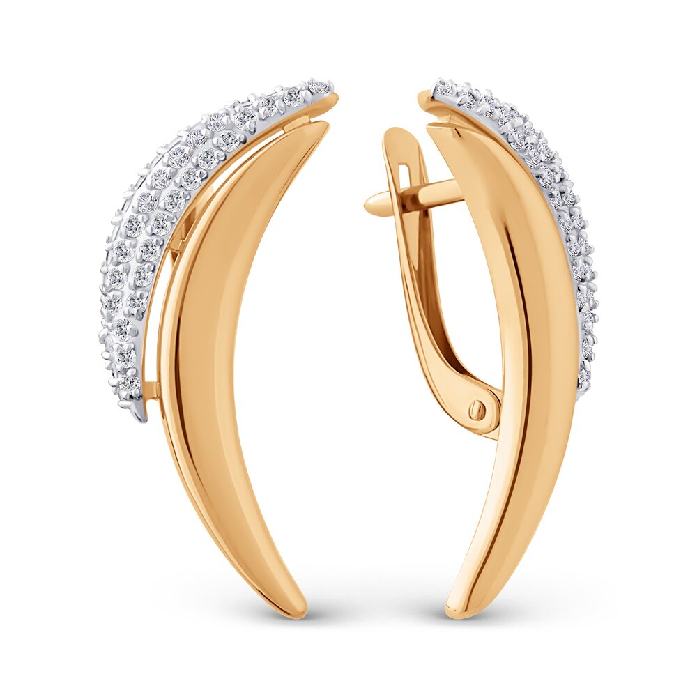 Ювелирное изделие - Серьги из красного золота с фианитами в магазине Best-Gold 155409