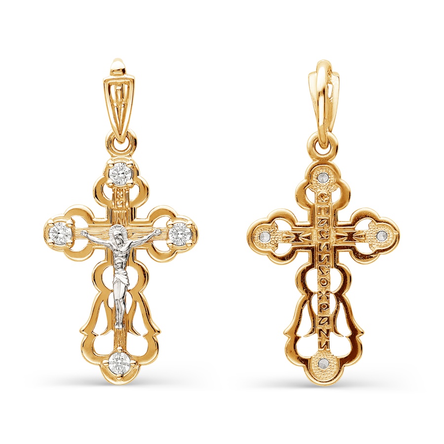 Крест из красного золота с фианитами Ювелирное изделие - Крест из красного золота с фианитами в магазине Best-Gold 070580