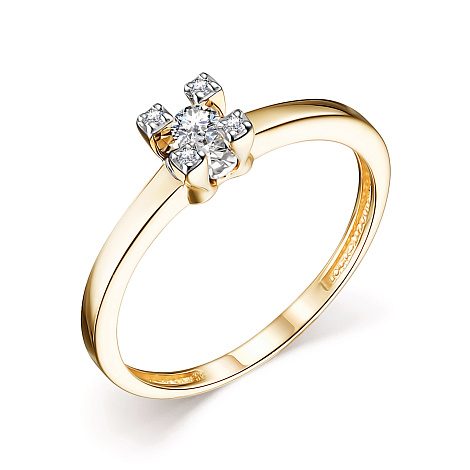 Кольцо помолвочное из желтого золота с бриллиантами