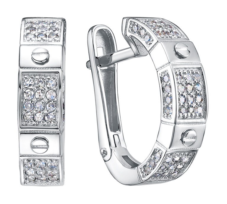 Ювелирное изделие - Серьги из белого золота с бриллиантами в магазине Best-Gold 035205