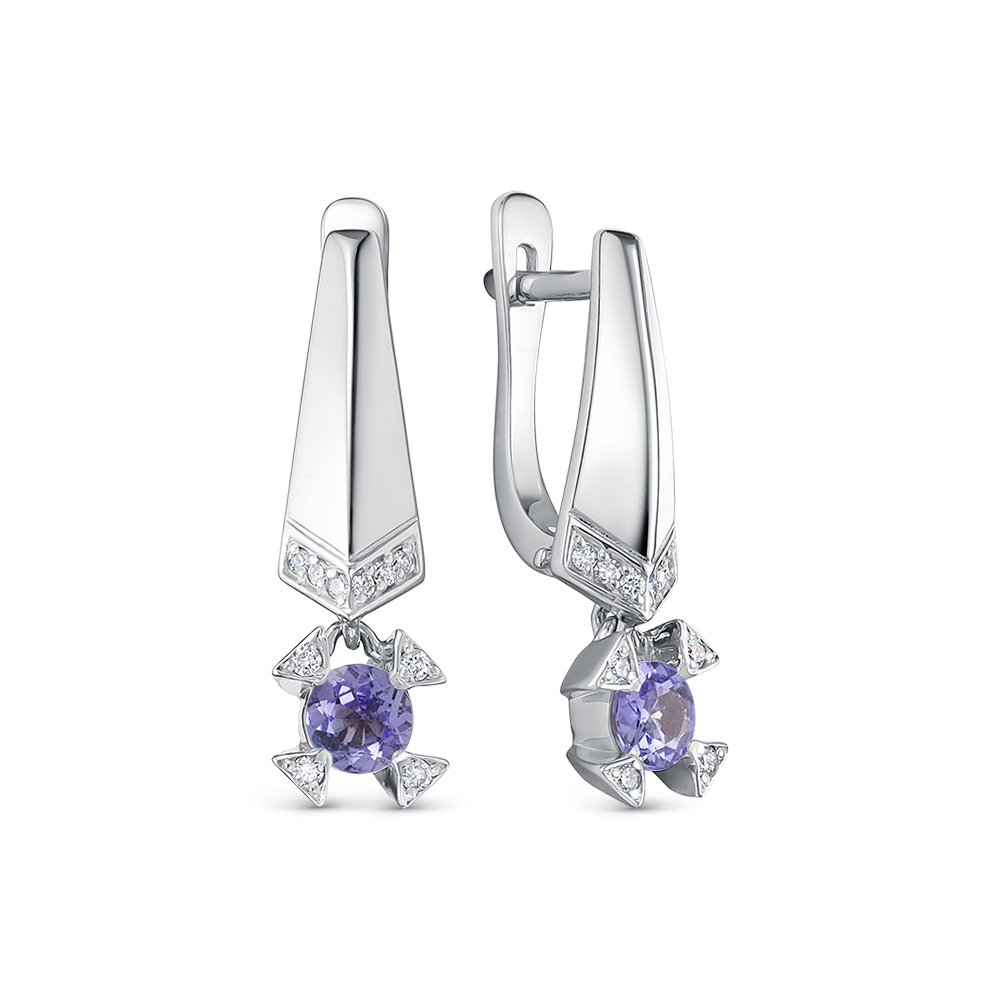 Серьги из белого золота с танзанитом и бриллиантами Ювелирное изделие - Серьги из белого золота с танзанитом и бриллиантами в магазине Best-Gold 131488