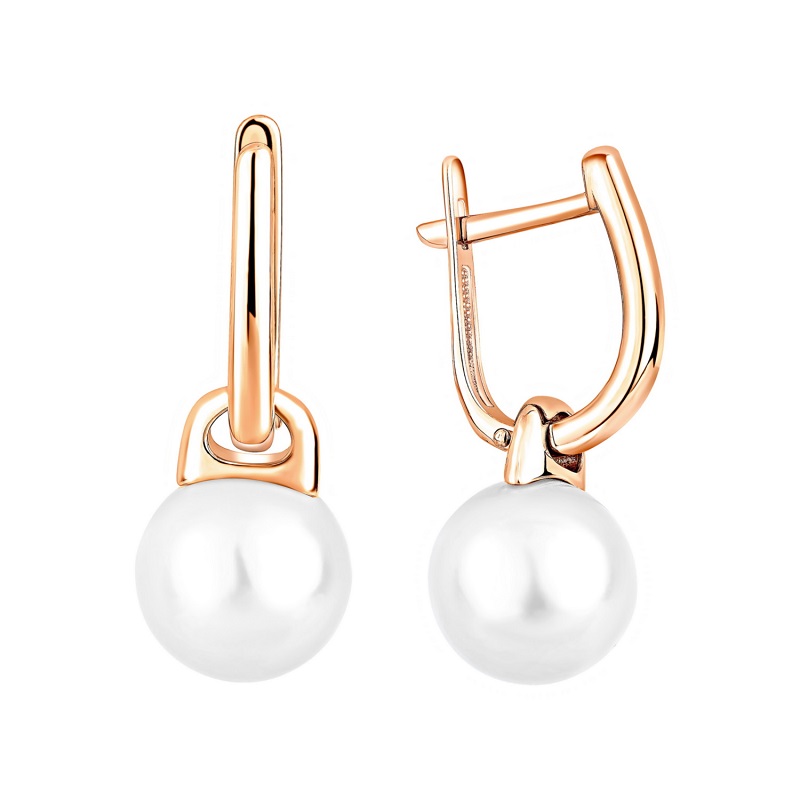 Серьги из красного золота с жемчугом Ювелирное изделие - Серьги из красного золота с жемчугом в магазине Best-Gold 152960