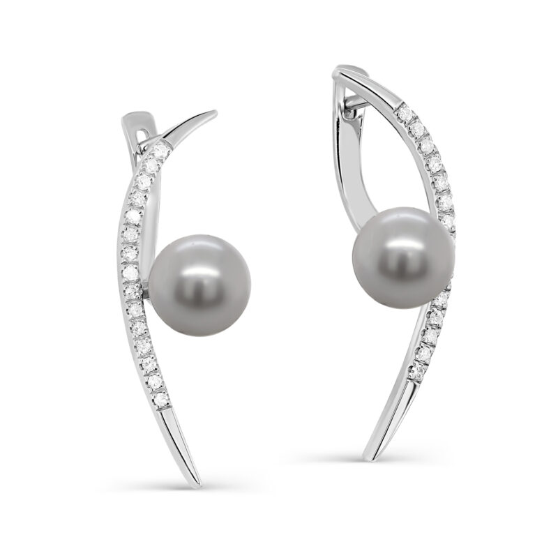 Серьги из белого золота с бриллиантами и жемчугом Ювелирное изделие - Серьги из белого золота с бриллиантами и жемчугом в магазине Best-Gold 032567