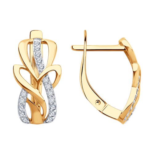 Серьги из красного золота с фианитами Ювелирное изделие - Серьги из красного золота с фианитами в магазине Best-Gold 145805