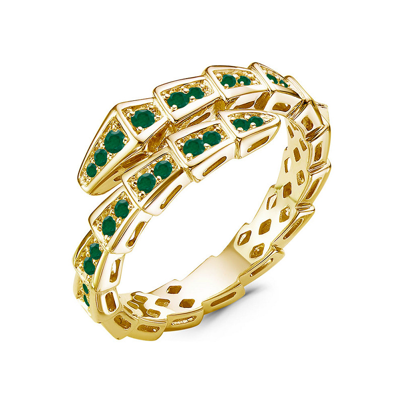 Ювелирное изделие - Кольцо из желтого золота с изумрудом в магазине Best-Gold 153859