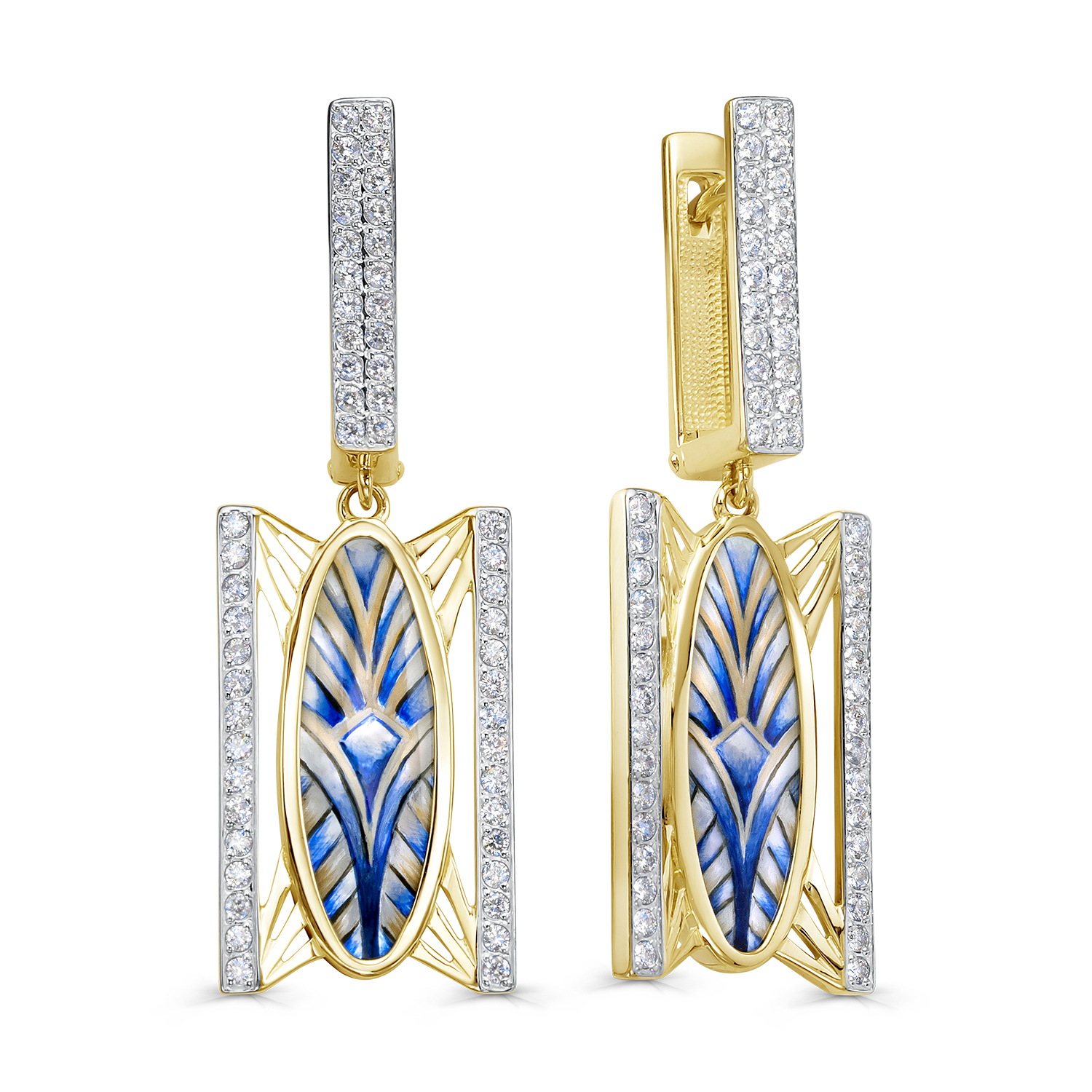 Серьги из желтого золота с бриллиантами и перламутром Ювелирное изделие - Серьги из желтого золота с бриллиантами и перламутром в магазине Best-Gold 150756