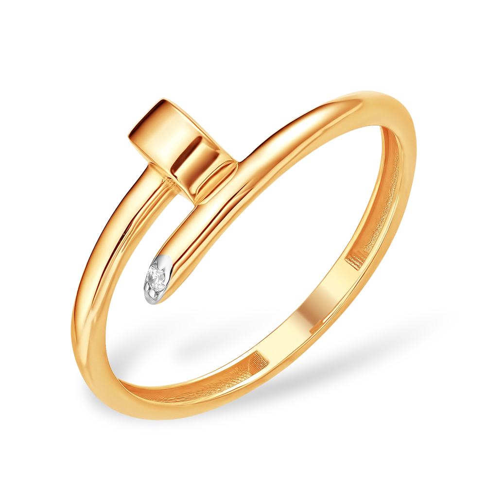 Кольцо из красного золота с фианитами