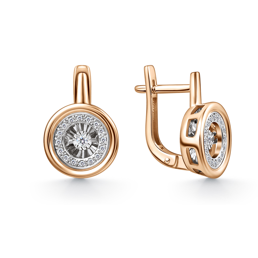 Ювелирное изделие - Серьги из красного золота с бриллиантами в магазине Best-Gold 148779