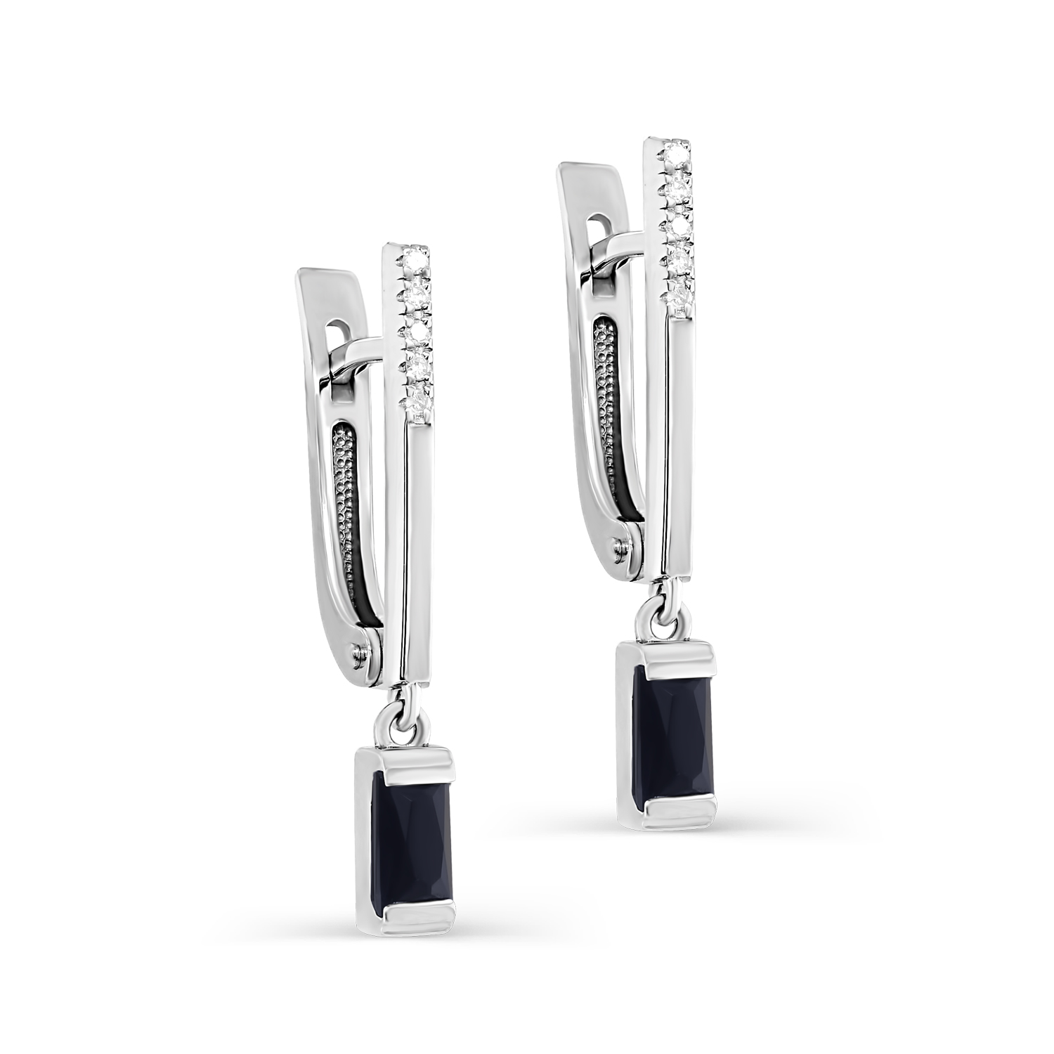 Серьги из белого золота с бриллиантами и сапфирами Ювелирное изделие - Серьги из белого золота с бриллиантами и сапфирами в магазине Best-Gold 127468