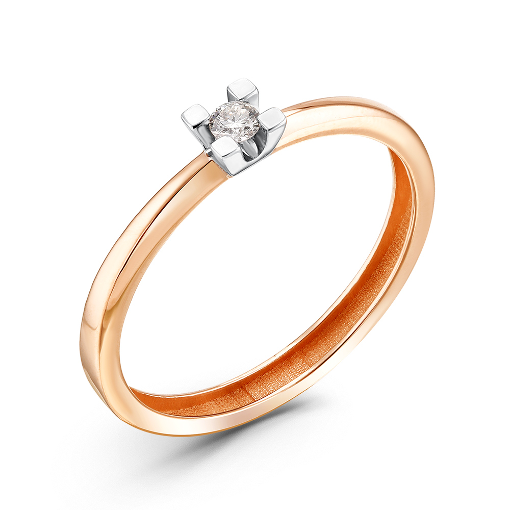 Ювелирное изделие - Кольцо из красного золота с бриллиантом в магазине Best-Gold 153965