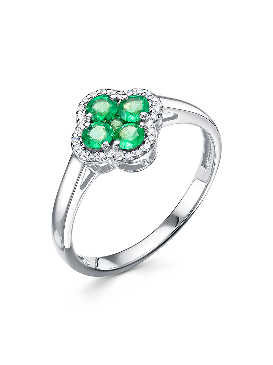 Кольцо из белого золота с изумрудами и бриллиантами Ювелирное изделие - Кольцо из белого золота с изумрудами и бриллиантами в магазине Best-Gold 131378