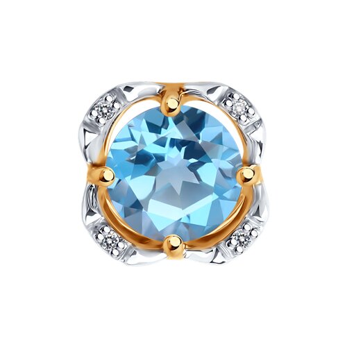 Ювелирное изделие - Подвеска из красного золота с топазом и бриллиантами в магазине Best-Gold 144875