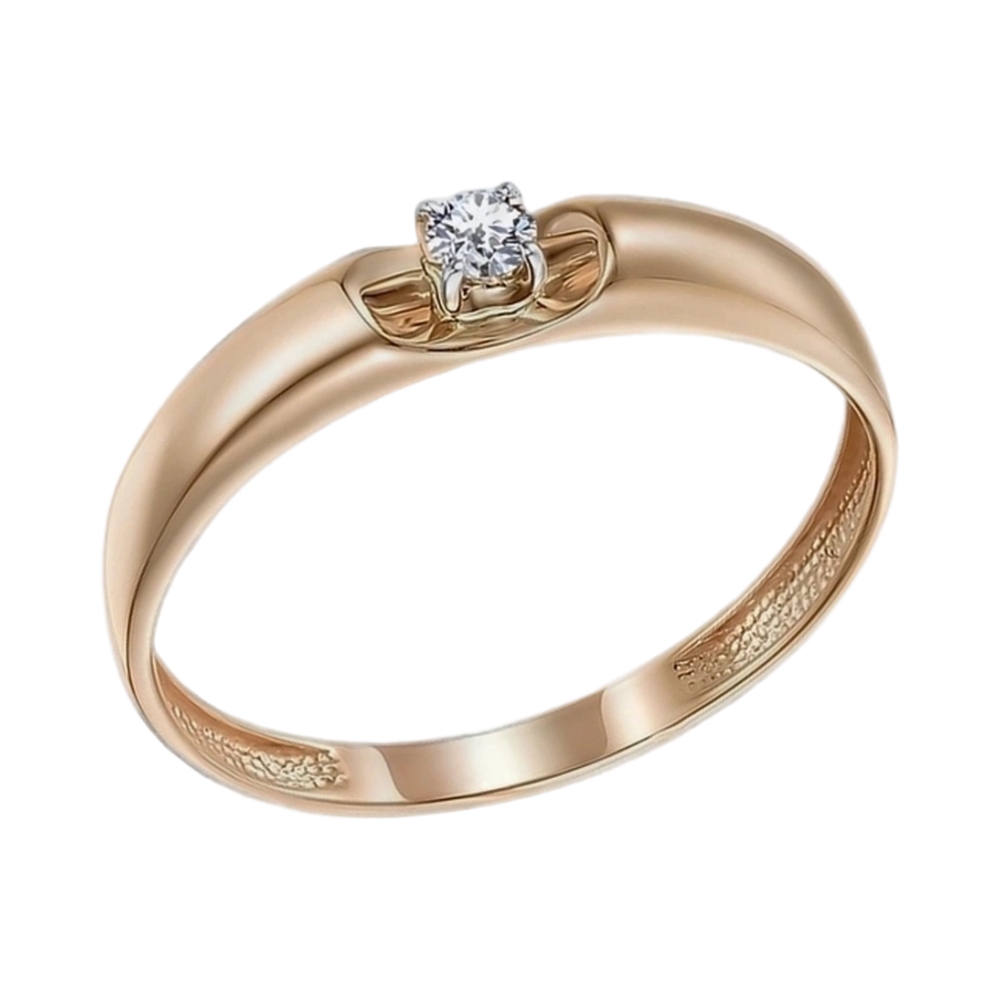 Кольцо из красного золота с бриллиантом