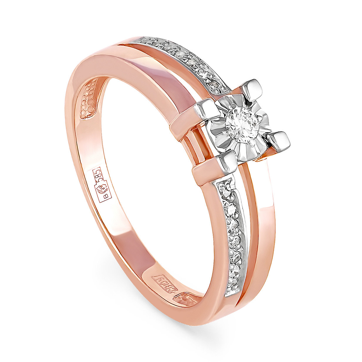 Кольцо из красного золота с бриллиантами Ювелирное изделие - Кольцо из красного золота с бриллиантами в магазине Best-Gold 028314