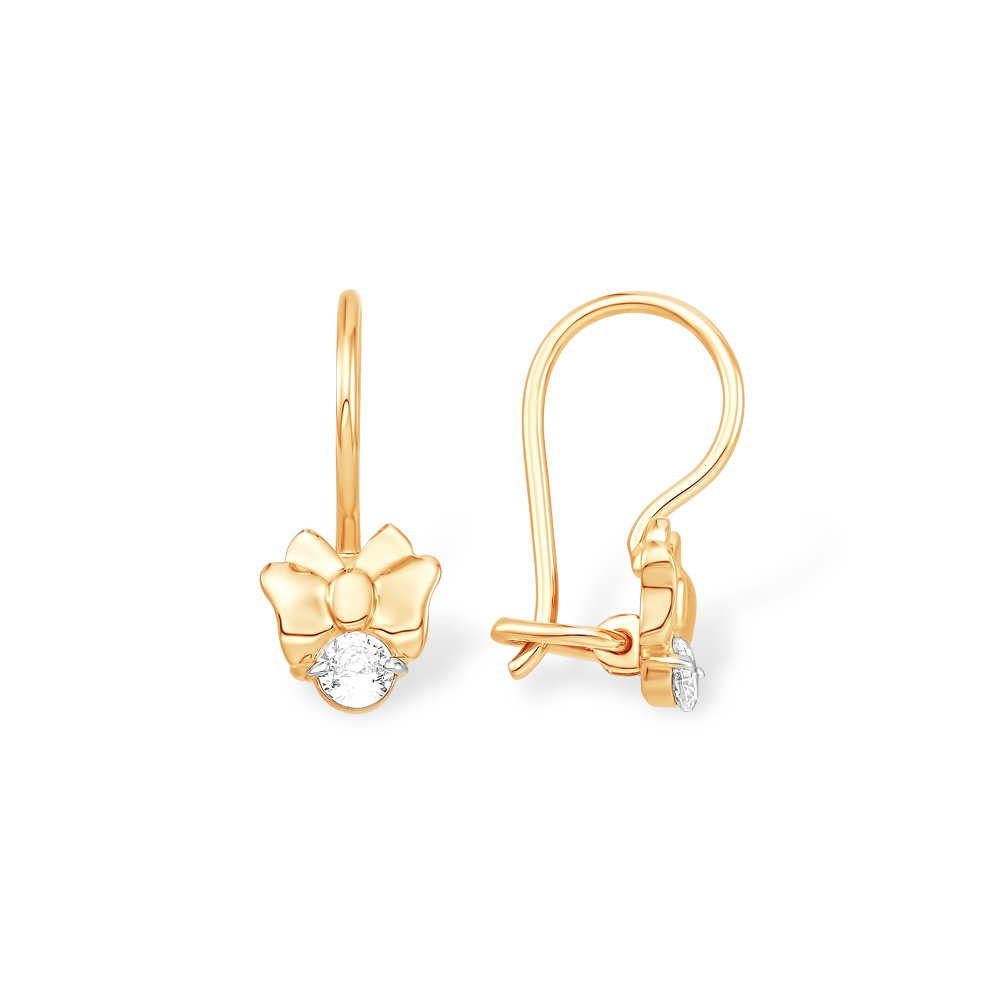 Серьги из красного золота с фианитами Ювелирное изделие - Серьги из красного золота с фианитами в магазине Best-Gold 150480