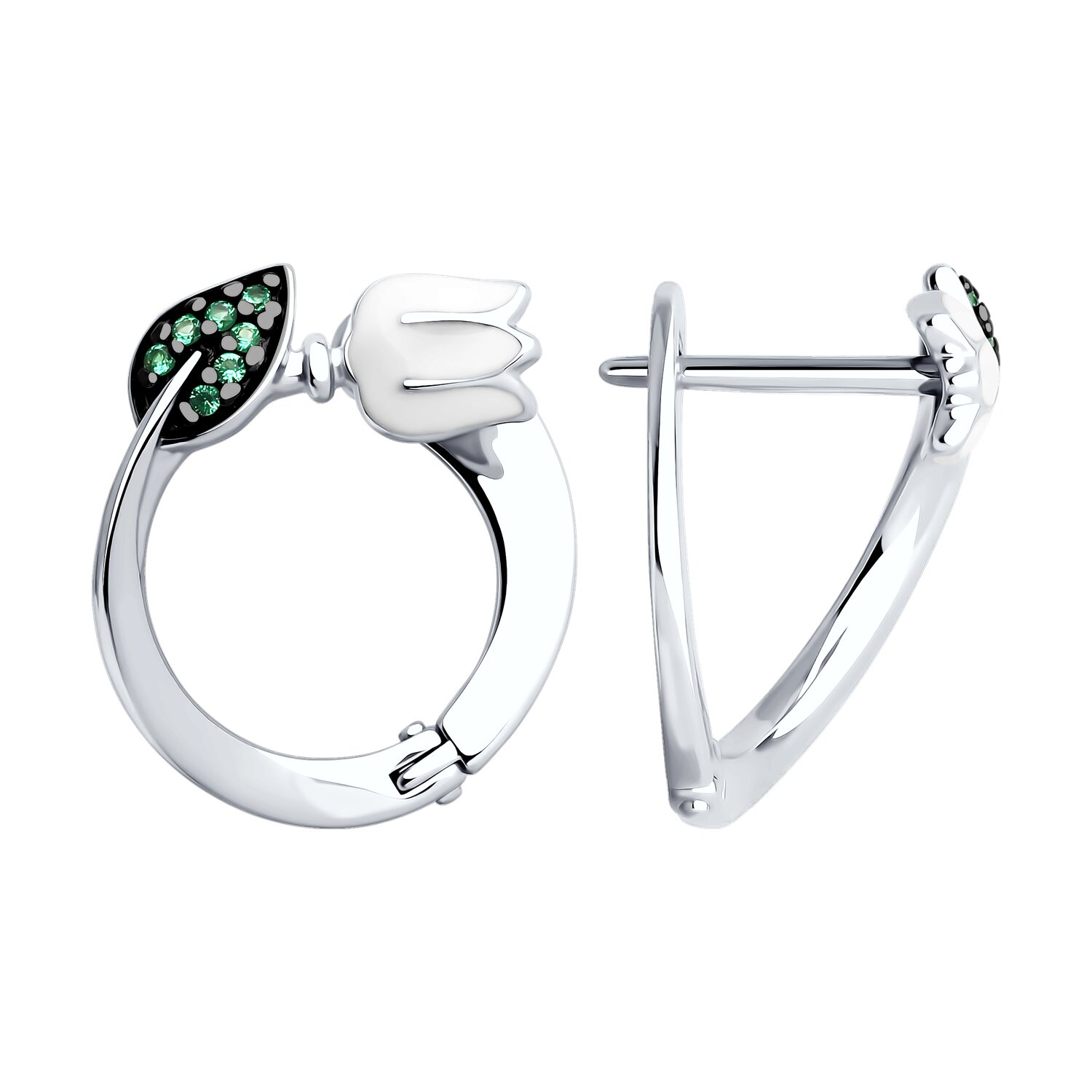 Серьги из серебра с фианитами и эмалью Ювелирное изделие - Серьги из серебра с фианитами и эмалью в магазине Best-Gold 140714