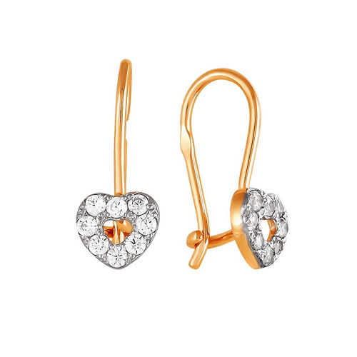 Серьги из красного золота с фианитами Ювелирное изделие - Серьги из красного золота с фианитами в магазине Best-Gold 141528